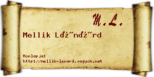 Mellik Lénárd névjegykártya